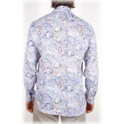 Poggianti 1985 - Linen Fantasy Shirt French Collar - Handmade in Italy - New Luxury Exclusive Collection - Avvenice