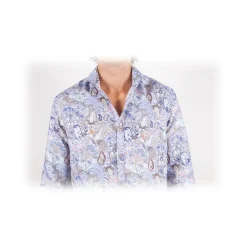 Poggianti 1985 - Linen Fantasy Shirt French Collar - Handmade in Italy - New Luxury Exclusive Collection - Avvenice