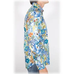 Poggianti 1985 - Linen Fantasy Shirt French Collar - Handmade in Italy - New Luxury Exclusive Collection - Avvenice