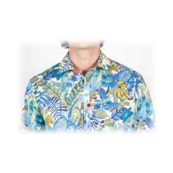 Poggianti 1985 - Linen Fantasy Shirt French Collar - Handmade in Italy - New Luxury Exclusive Collection - Avvenice