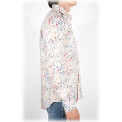 Poggianti 1985 - Linen Fantasy Shirt French Collar - Handmade in Italy - New Luxury Exclusive Collection - Avvenice