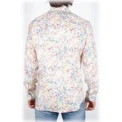 Poggianti 1985 - Linen Fantasy Shirt French Collar - Handmade in Italy - New Luxury Exclusive Collection - Avvenice