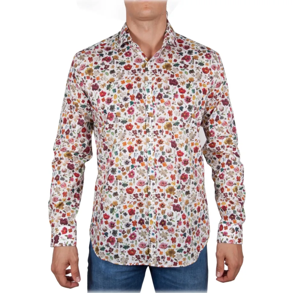 Poggianti 1985 - Multicolor Soft Collar Shirt - Handmade in Italy - New Luxury Exclusive Collection - Avvenice