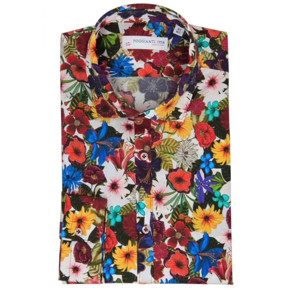 Poggianti 1985 - Multicolor Soft Collar Fantasy Shirt - Handmade in Italy - New Luxury Exclusive Collection - Avvenice