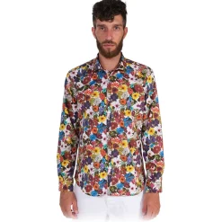 Poggianti 1985 - Multicolor Soft Collar Fantasy Shirt - Handmade in Italy - New Luxury Exclusive Collection - Avvenice