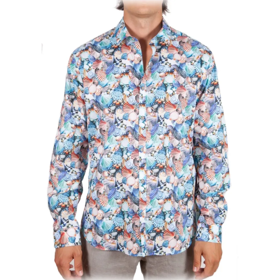 Poggianti 1985 - Multicolor Soft Collar Shirt - Handmade in Italy - New Luxury Exclusive Collection - Avvenice