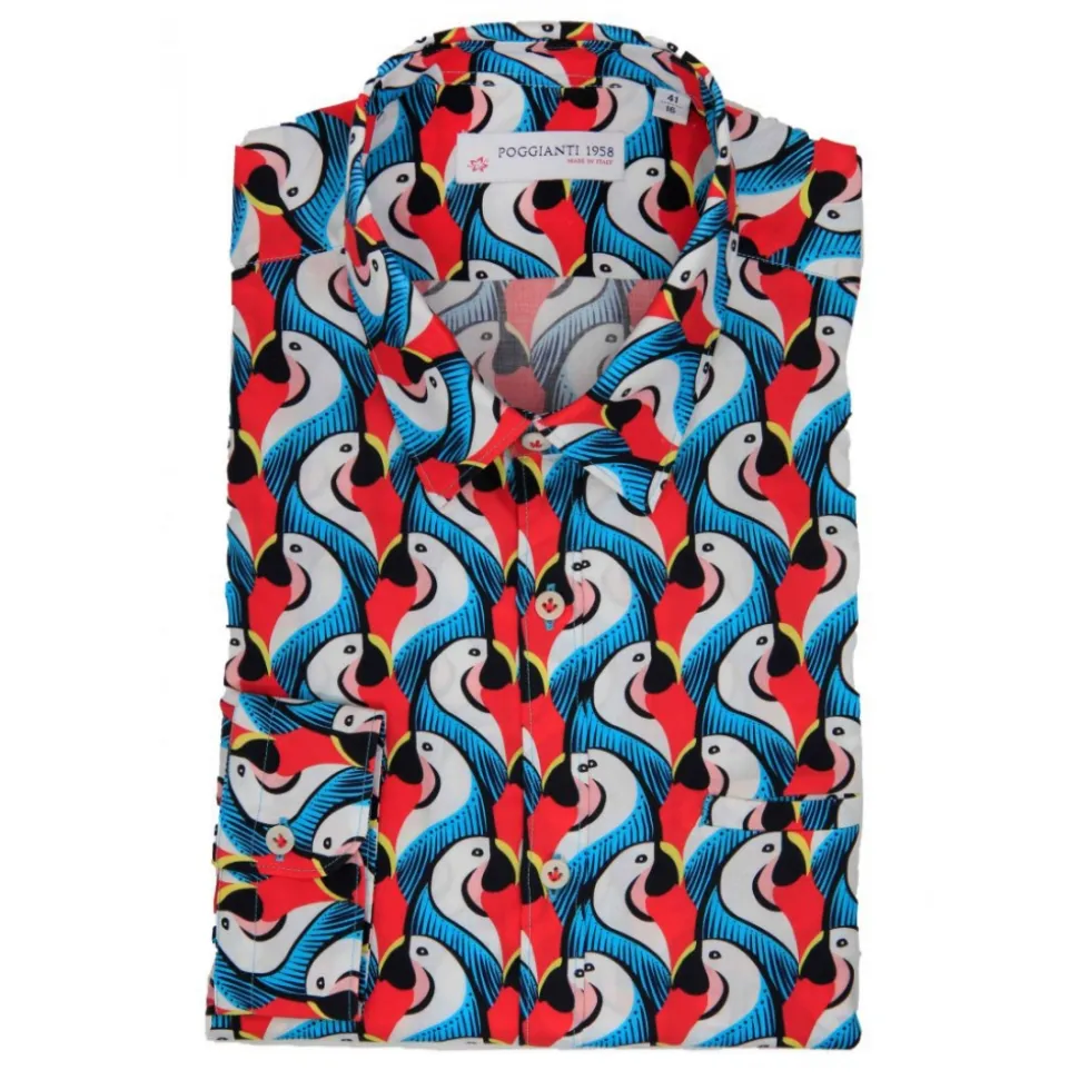 Poggianti 1985 - Multicolor Soft Collar Fantasy Shirt - Handmade in Italy - New Luxury Exclusive Collection - Avvenice