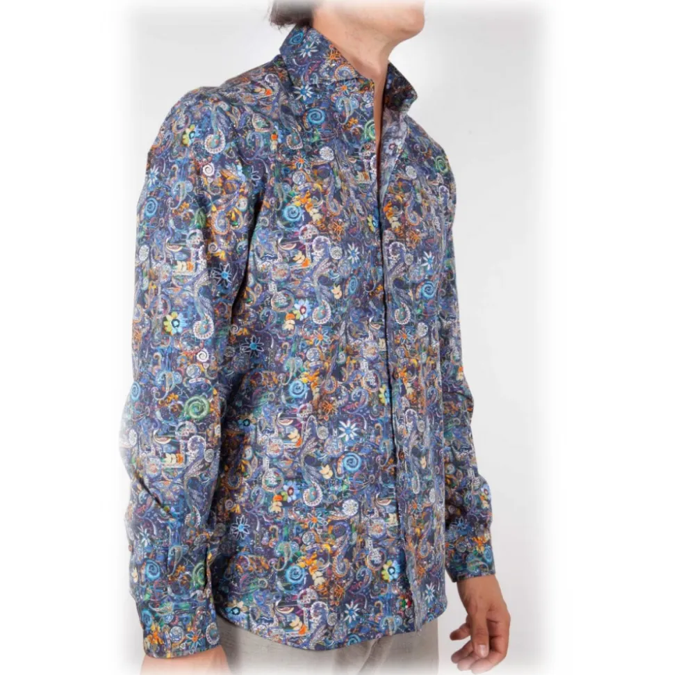 Poggianti 1985 - Multicolor Soft Collar Shirt - Handmade in Italy - New Luxury Exclusive Collection - Avvenice