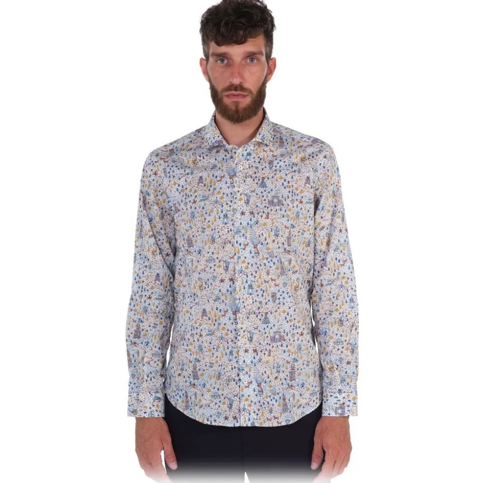 Poggianti 1985 - Multicolored Soft Collar Patterned Shirt - Handmade in Italy - New Luxury Exclusive Collection - Avvenice