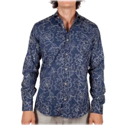 Poggianti 1985 - Patterned Shirt with Soft Embroidery Collar - Handmade in Italy - New Luxury Exclusive Collection - Avvenice