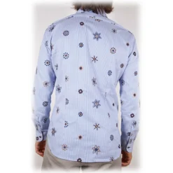 Poggianti 1985 - Patterned Shirt with Soft Embroidery Collar - Handmade in Italy - New Luxury Exclusive Collection - Avvenice