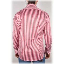 Poggianti 1985 - Red-White Striped Shirt - Handmade in Italy - New Luxury Exclusive Collection - Avvenice