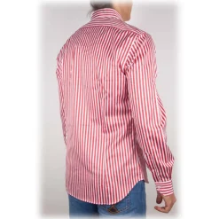 Poggianti 1985 - Red-White Striped Shirt - Handmade in Italy - New Luxury Exclusive Collection - Avvenice