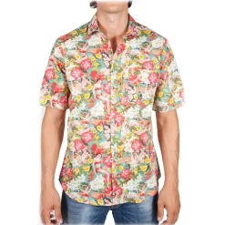 Poggianti 1985 - Short Sleeve Fancy Shirt French Collar - Handmade in Italy - New Luxury Exclusive Collection - Avvenice