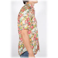 Poggianti 1985 - Short Sleeve Fancy Shirt French Collar - Handmade in Italy - New Luxury Exclusive Collection - Avvenice