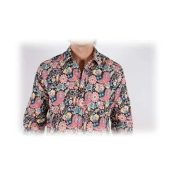 Poggianti 1985 - Small Italian Collar Patterned Shirt - Handmade in Italy - New Luxury Exclusive Collection - Avvenice