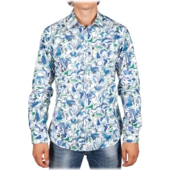 Poggianti 1985 - Small Italian Collar Patterned Shirt - Handmade in Italy - New Luxury Exclusive Collection - Avvenice