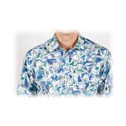 Poggianti 1985 - Small Italian Collar Patterned Shirt - Handmade in Italy - New Luxury Exclusive Collection - Avvenice