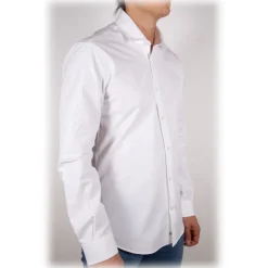 Poggianti 1985 - White Poplin Shirt Italian Collar - Handmade in Italy - New Luxury Exclusive Collection - Avvenice
