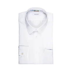Poggianti 1985 - White Shirt with Patterned Contrasts - Handmade in Italy - New Luxury Exclusive Collection - Avvenice