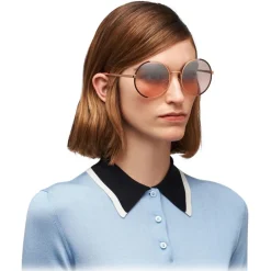 Prada - Round Sunglasses - Opaque Garnet Red Rose Gold - Prada Collection - Sunglasses - Prada Eyewear - Avvenice