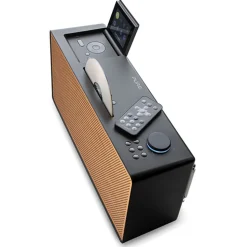 Pure - Evoke Home - Wood Edition - Coffee Black with Cherry Wood Grill - All-in-One Music System - High Quality Digital Radio - Avvenice