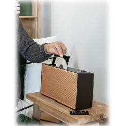 Pure - Evoke Home - Wood Edition - Coffee Black with Cherry Wood Grill - All-in-One Music System - High Quality Digital Radio - Avvenice