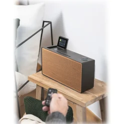 Pure - Evoke Home - Wood Edition - Coffee Black with Cherry Wood Grill - All-in-One Music System - High Quality Digital Radio - Avvenice