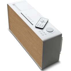 Pure - Evoke Home - Wood Edition - Cotton White with Cherry Wood Grill - All-in-One Music System - High Quality Digital Radio - Avvenice
