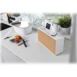 Pure - Evoke Home - Wood Edition - Cotton White with Cherry Wood Grill - All-in-One Music System - High Quality Digital Radio - Avvenice