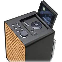 Pure - Evoke Spot - Coffee Black with Cherry Wood Grill - Wood Edition Compact Music System - High Quality Digital Radio - Avvenice