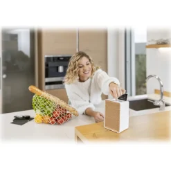 Pure - Evoke Spot - Cotton White with Cherry Wood Grill - Wood Edition Compact Music System - High Quality Digital Radio - Avvenice