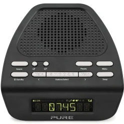 Pure - Siesta Mi Series 2 - Black - Bedside DAB and FM Digital Radio - High Quality Digital Radio - Avvenice
