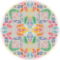 Qeeboo - Carpet Let’s Dance Human Traces Light Round - Round - Qeeboo Carpet by Nynke Tynagel - Furnishing - Home - Avvenice