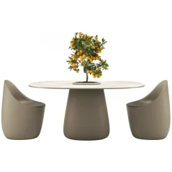 Qeeboo - Cobble Table 160 cm Stoneware Bucket - Ivory - Qeeboo Table by Elisa Giovannoni - Furnishing - Home - Avvenice