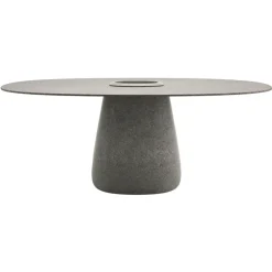 Qeeboo - Cobble Table 190 cm Stoneware Bucket - Grey Mix - Qeeboo Table by Elisa Giovannoni - Furnishing - Home - Avvenice