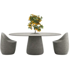 Qeeboo - Cobble Table 190 cm Stoneware Bucket - Grey Mix - Qeeboo Table by Elisa Giovannoni - Furnishing - Home - Avvenice