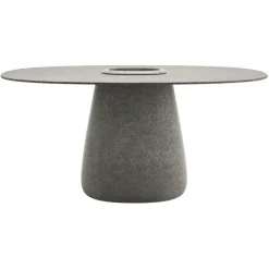 Qeeboo - Cobble Table 160 cm Stoneware Bucket - Grey Mix - Qeeboo Table by Elisa Giovannoni - Furnishing - Home - Avvenice