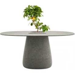 Qeeboo - Cobble Table 160 cm Stoneware Bucket - Grey Mix - Qeeboo Table by Elisa Giovannoni - Furnishing - Home - Avvenice