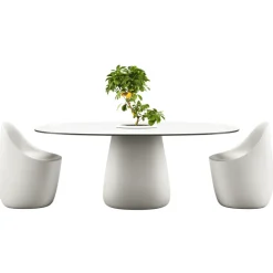 Qeeboo - Cobble Table 190 HPL Bucket - White Warm Black Stratified - Qeeboo Table by Elisa Giovannoni - Furnishing - Home - Avvenice