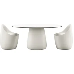 Qeeboo - Cobble Table Top 160 cm HPL - Warm White Black Stratified - Qeeboo Table by Elisa Giovannoni - Furnishing - Home - Avvenice