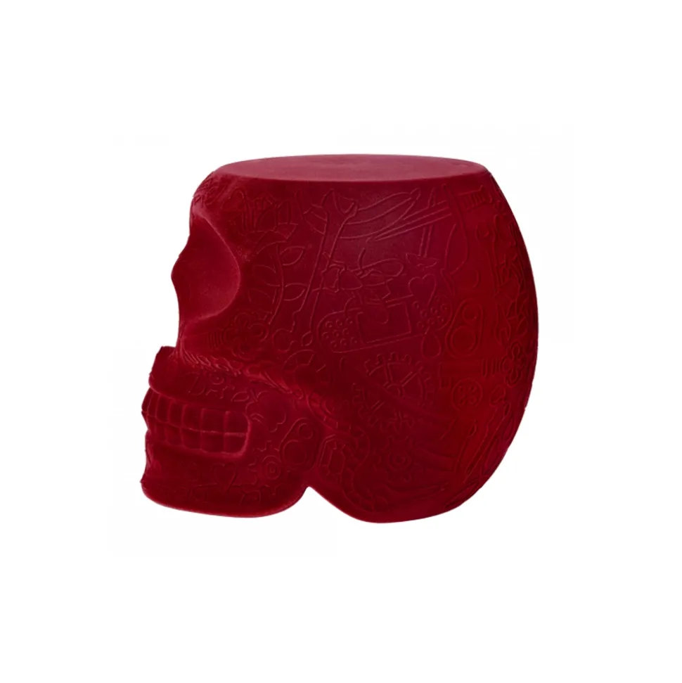 Qeeboo - Mexico Stool and Sidetable Velvet Finish - Red - Qeeboo Chair by Studio Job - Furniture - Home - Avvenice