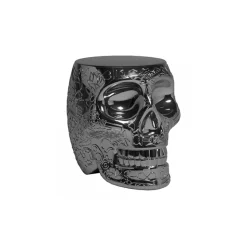 Qeeboo - Mexico Stool and Sidetable Metal Finish - Titanium - Qeeboo Table by Studio Job - Furniture - Home - Avvenice