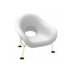 Qeeboo - Pupa Armchair Brass Base Indoor - White - Qeeboo Chair by Andrea Branzi - Furnishing - Home - Avvenice