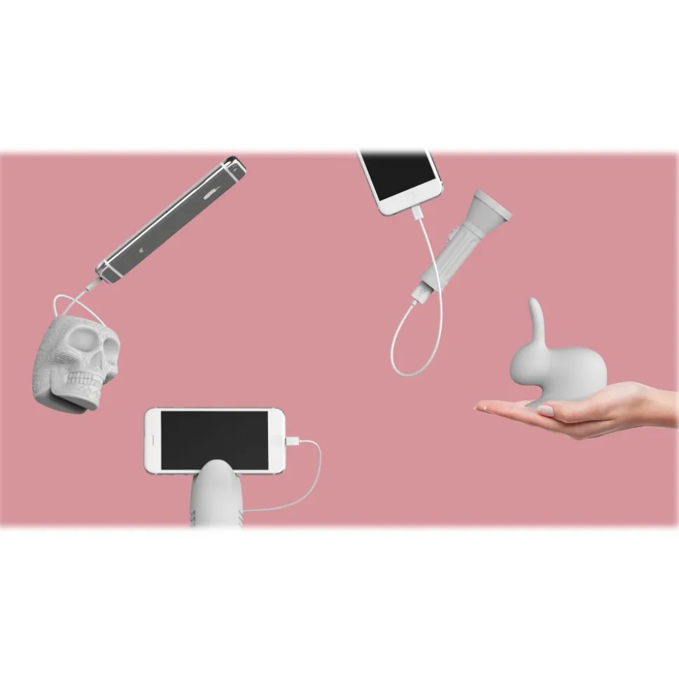 Qeeboo - Rabbit - Grey - High Capacity Portable Power Bank USB Charger - qeeboo Mini - Portable Batteries - 2600 mAh - Avvenice