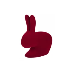 Qeeboo - Rabbit XS Bookend Velvet Finish - Red - Qeeboo by Stefano Giovannoni - Furniture - Home - Avvenice