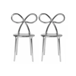 Qeeboo - Ribbon Chair Metal Finish Set of 2 Pieces - Silver - Qeeboo Chair by Nika Zupanc - Furnishing - Home - Avvenice
