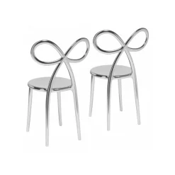 Qeeboo - Ribbon Chair Metal Finish Set of 2 Pieces - Silver - Qeeboo Chair by Nika Zupanc - Furnishing - Home - Avvenice
