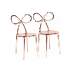 Qeeboo - Ribbon Chair Metal Finish Set of 2 Pieces - Pink Gold - Qeeboo Chair by Nika Zupanc - Furnishing - Home - Avvenice