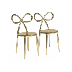 Qeeboo - Ribbon Chair Metal Finish Set of 2 Pieces - Gold - Qeeboo Chair by Nika Zupanc - Furnishing - Home - Avvenice